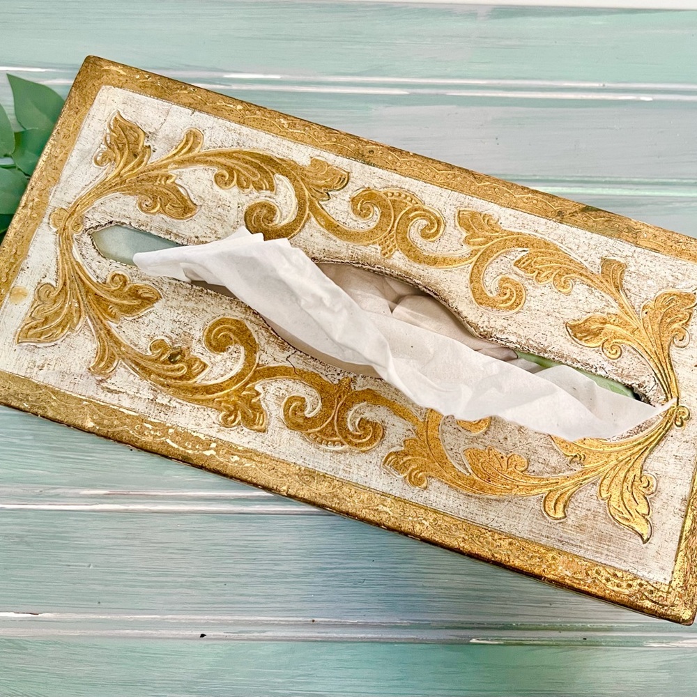 Vintage Italian Florentine Gold Gilt Tissue Box